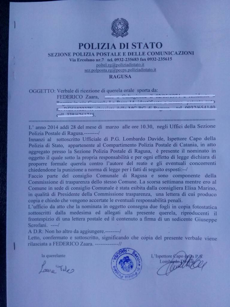 28 marzo denuncia M5S polizia postale