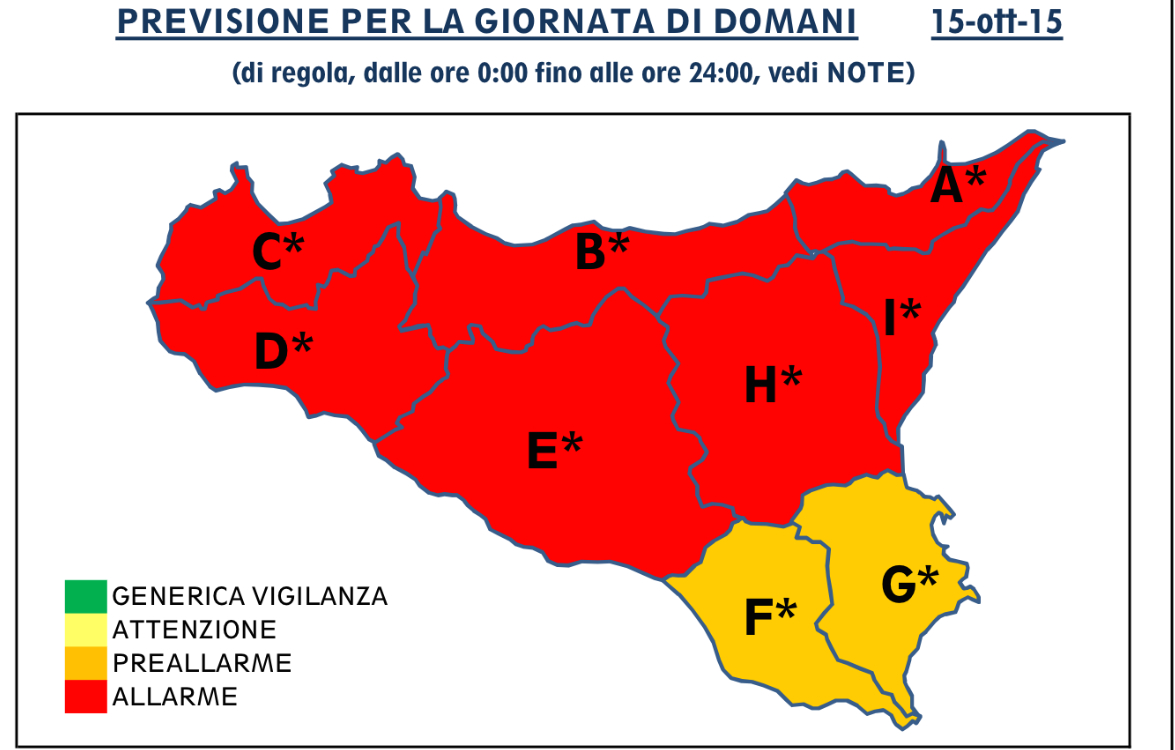 Allerta meteo in Sicilia