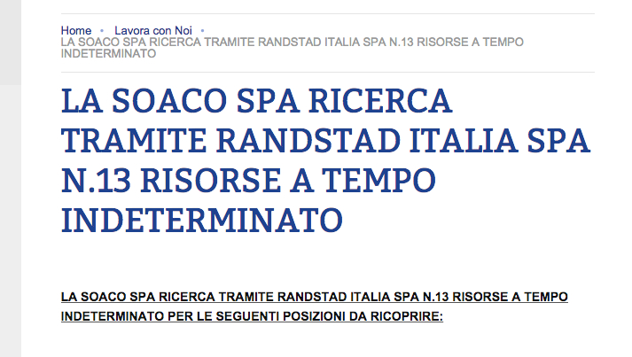 Soaco assume tredici persone