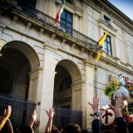 San Giorgio 2017 il simulacro dinanzi a palazzo dell’Aquila