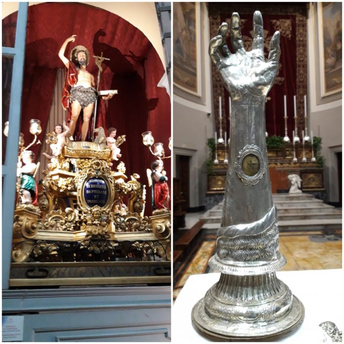 Il simulacro di San Giovanni e la reliquia del braccio venerati in Cattedrale a Ragusa