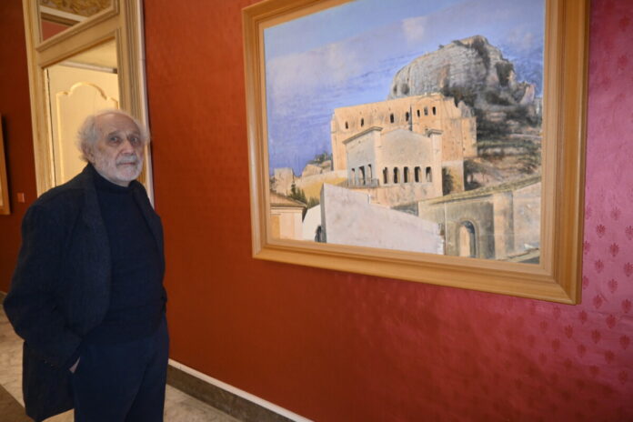Emilio Isgrò visita palazzo Spadaro foto Tonino Trovato