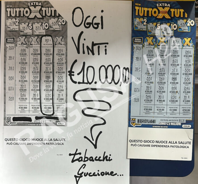 biglietto vincente comiso