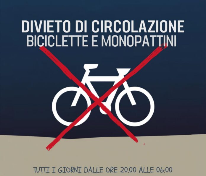 divieto bici aree pedonali Marina